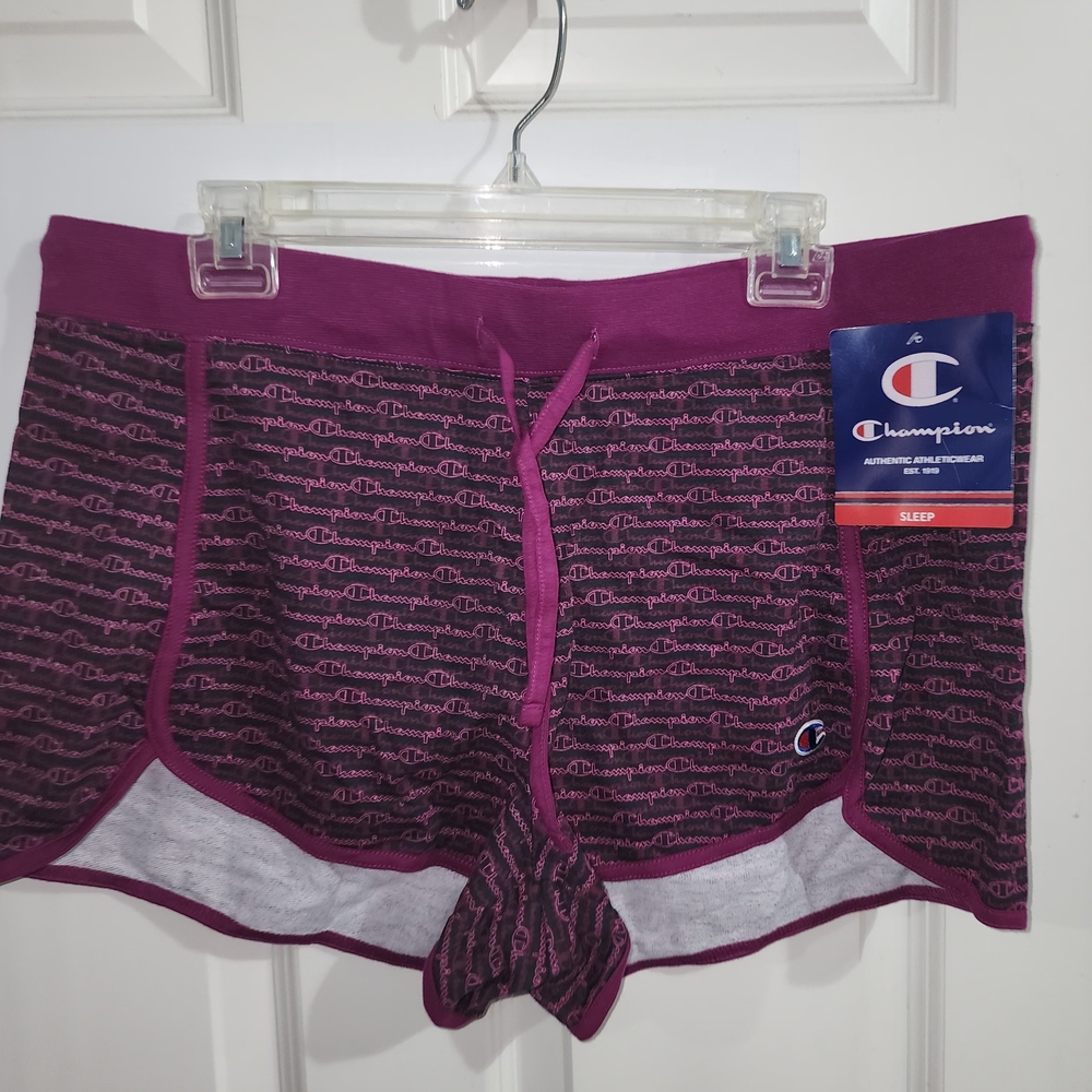 Champion Maroon & Black Logo Sleep Shorts